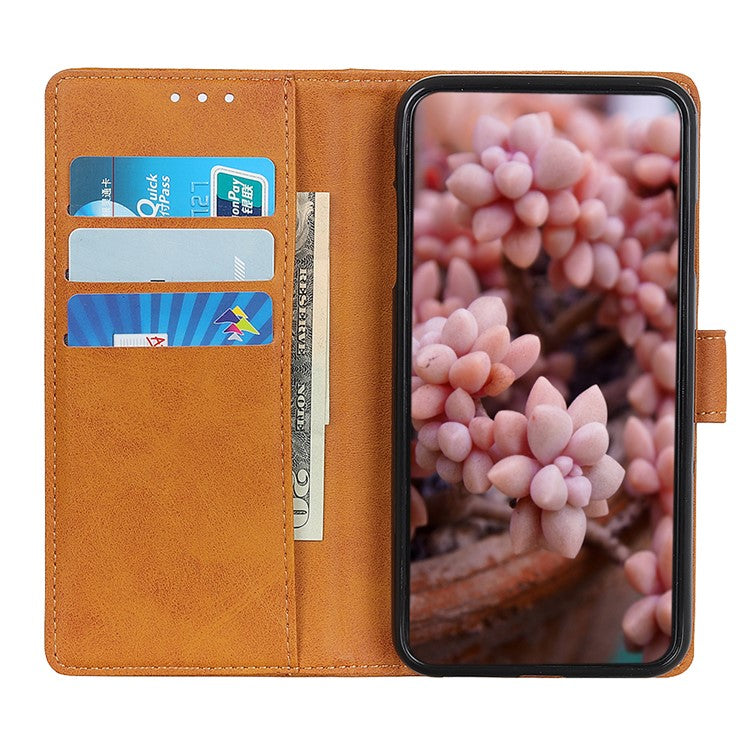 Textured PU Leather Phone Cover with Stand Wallet Feature for Google Pixel 6a - Brown