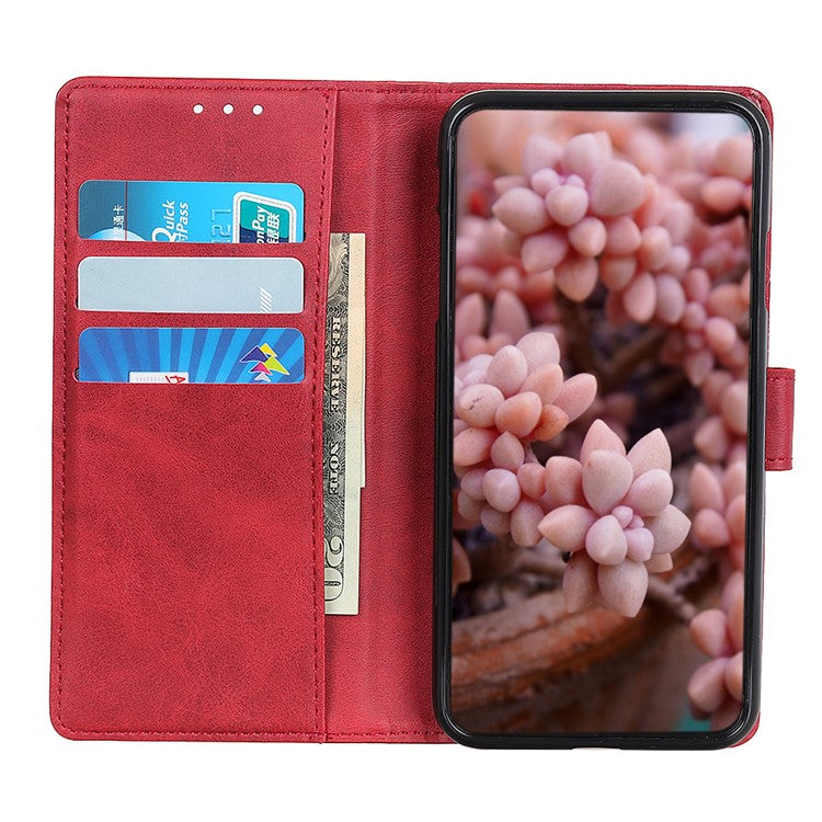 Textured PU Leather Phone Cover with Stand Wallet Feature for Google Pixel 6a - Red