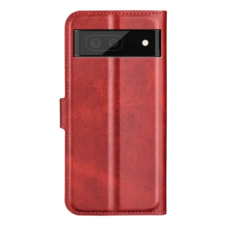 Magnetic Clasp Folio Flip PU Leather + TPU Phone Case Foldable Stand Shockproof Protective Cover for Google Pixel 6a - Red