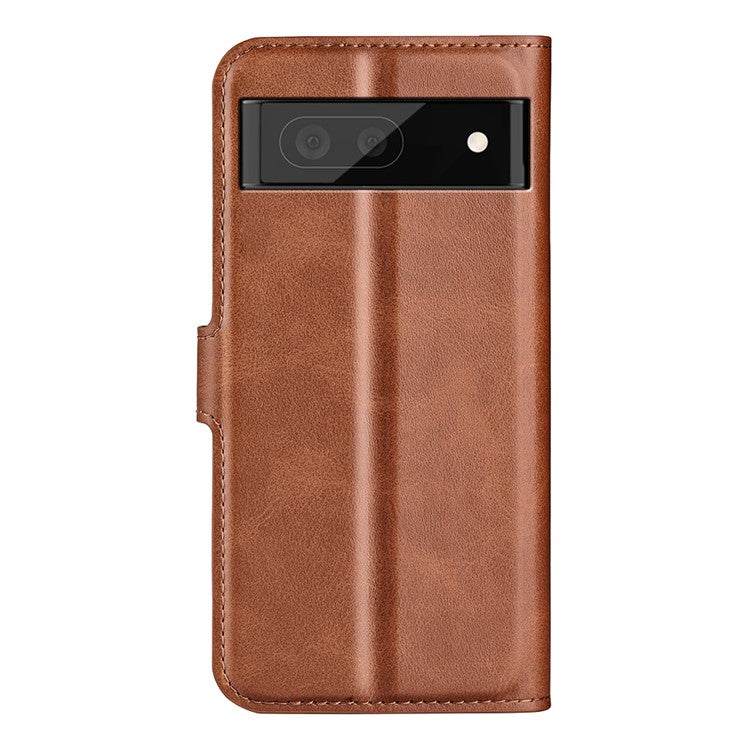 Magnetic Clasp Folio Flip PU Leather + TPU Phone Case Foldable Stand Shockproof Protective Cover for Google Pixel 6a - Light Brown