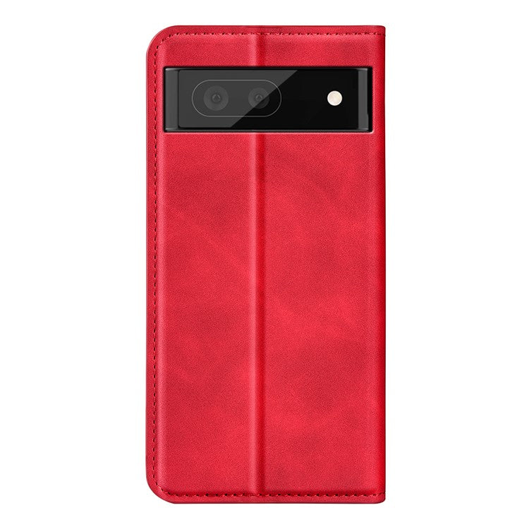 For Google Pixel 6a Wallet Design Mobile Phone Cover Shell TPU and PU Leather Phone Case with Supporting Stand - Red