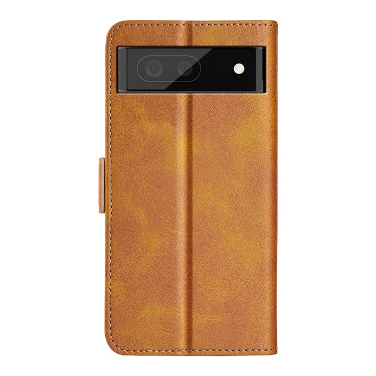 Side Magnetic Double Clasps Stand Wallet Design PU Leather Case Phone Cover for Google Pixel 6a - Yellow