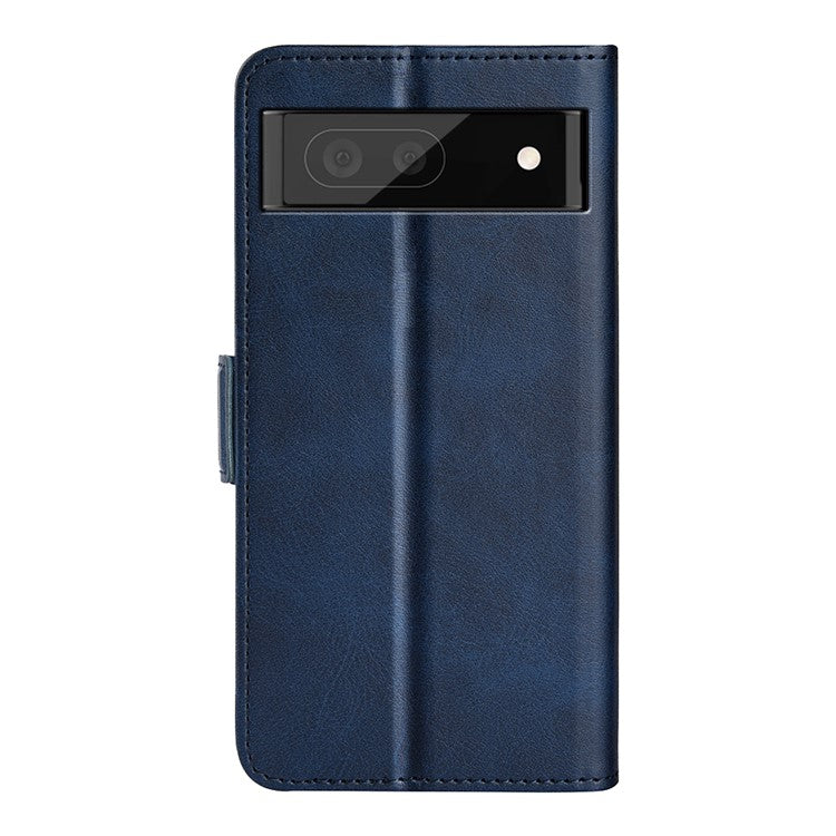 Side Magnetic Double Clasps Stand Wallet Design PU Leather Case Phone Cover for Google Pixel 6a - Blue