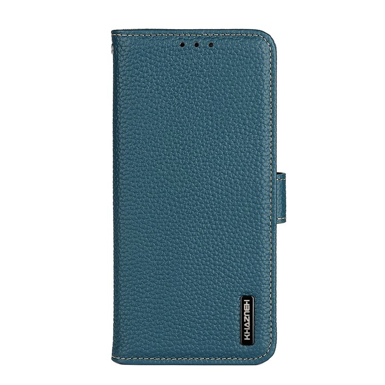 KHAZNEH Litchi Texture Genuine Leather Cover Folio Flip Phone Case with Stand Wallet for Google Pixel 6a - Green