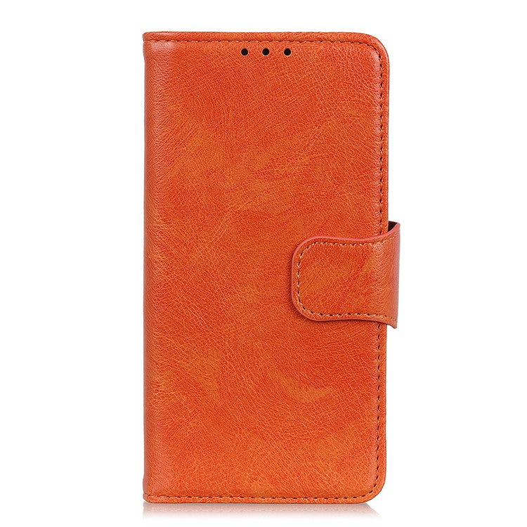 Nappa Texture Split Leather Cover + TPU Case Stand Wallet Protector for Google Pixel 6a - Orange