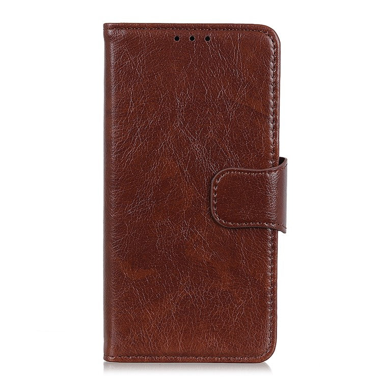 Nappa Texture Split Leather Cover + TPU Case Stand Wallet Protector for Google Pixel 6a - Brown