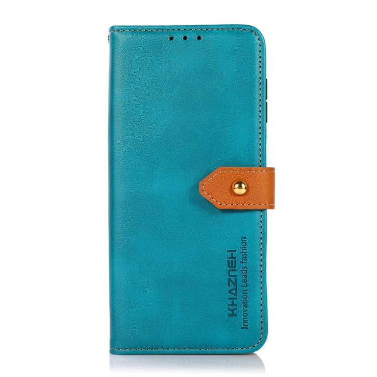 KHAZNEH Magnetic Golden Clasp PU Leather + TPU Case Wallet Stand Protective Cover for Google Pixel 6a - Blue