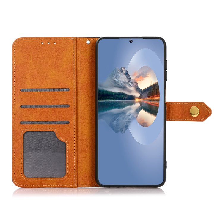 KHAZNEH Magnetic Golden Clasp PU Leather + TPU Case Wallet Stand Protective Cover for Google Pixel 6a - Blue