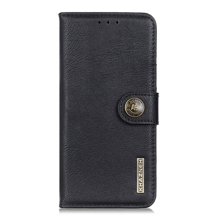 KHAZNEH Textured PU Leather Magnetic Protective Case Book Stand TPU Inner Wallet Flip Cover for Google Pixel 6a - Black