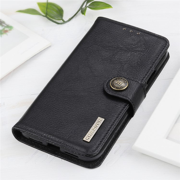 KHAZNEH Textured PU Leather Magnetic Protective Case Book Stand TPU Inner Wallet Flip Cover for Google Pixel 6a - Black