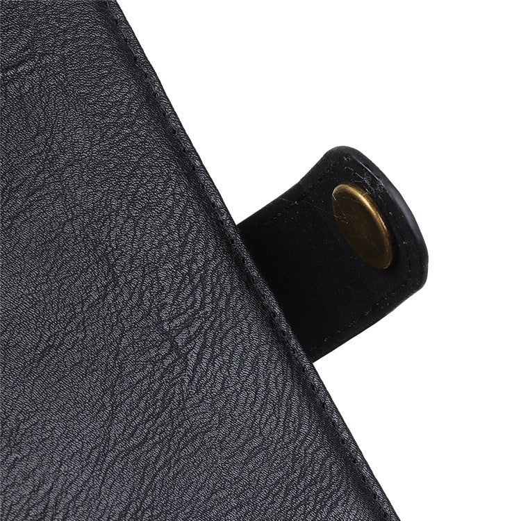 KHAZNEH Textured PU Leather Magnetic Protective Case Book Stand TPU Inner Wallet Flip Cover for Google Pixel 6a - Black