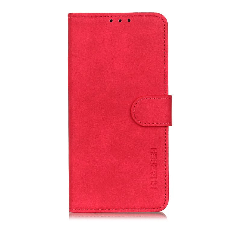 KHAZNEH Magnetic Closure Retro Texture Leather Case Stand Wallet Flip Leather + TPU Inner Shell Phone Cover for Google Pixel 6a - Red