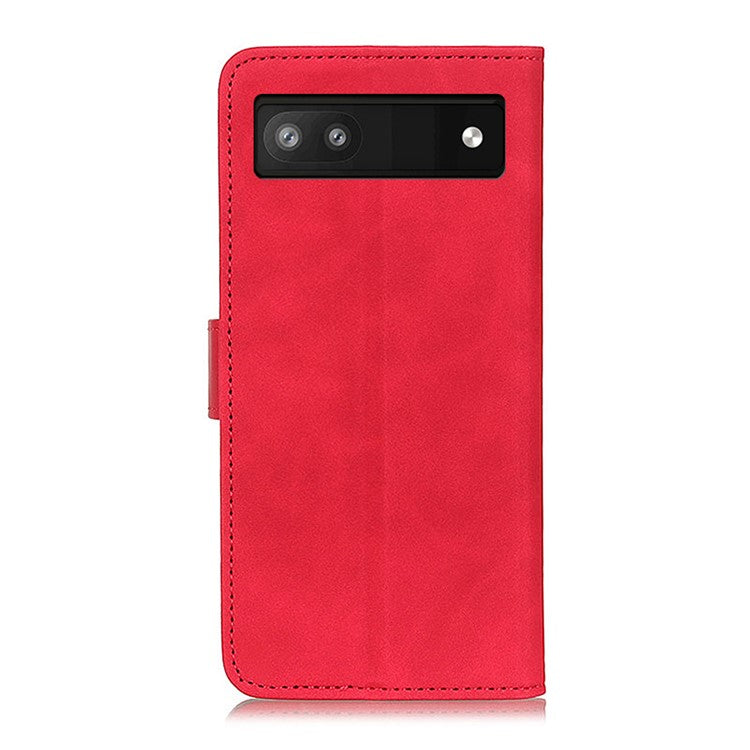 KHAZNEH Magnetic Closure Retro Texture Leather Case Stand Wallet Flip Leather + TPU Inner Shell Phone Cover for Google Pixel 6a - Red