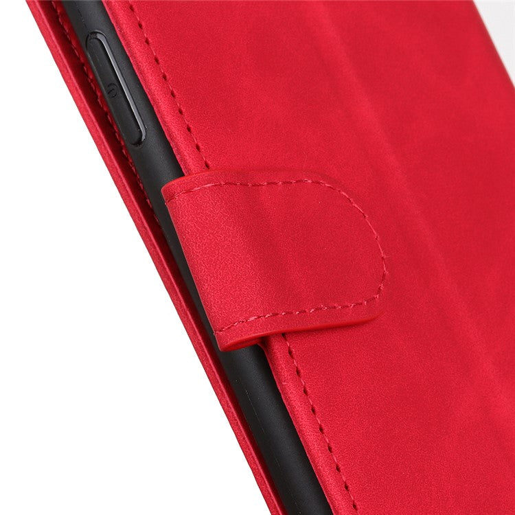 KHAZNEH Magnetic Closure Retro Texture Leather Case Stand Wallet Flip Leather + TPU Inner Shell Phone Cover for Google Pixel 6a - Red