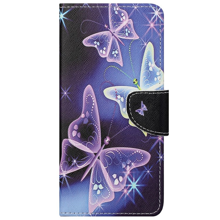 Magnetic Closed Folding Phone Case Cross Texture PU Leather Protective Cover with Wallet for Google Pixel 6a - Sparkling Butterflies