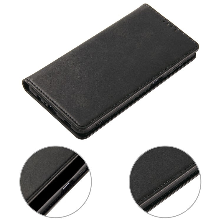 PU Leather Auto Magnetic Closed Case Stand Shockproof TPU Inner Wallet Flip Cover for Google Pixel 6 Pro - Black