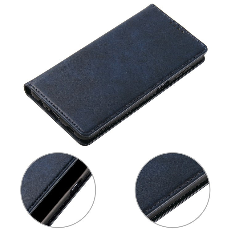 PU Leather Auto Magnetic Closed Case Stand Shockproof TPU Inner Wallet Flip Cover for Google Pixel 6 Pro - Blue