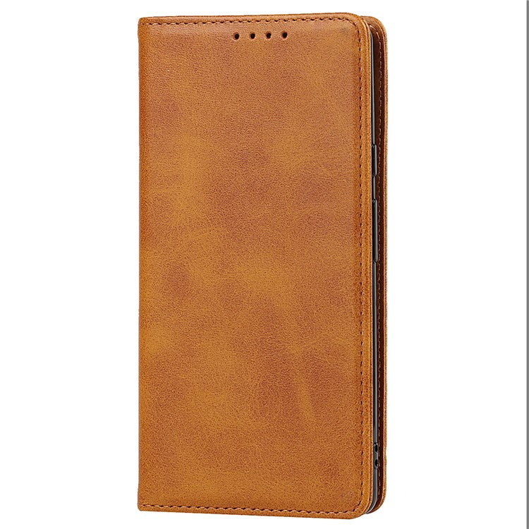 For Google Pixel 6 Wallet Stand Function Drop-proof Auto-absorbed TPU+PU Leather Phone Cover Case - Light Brown