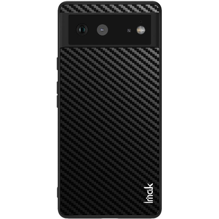 IMAK LX-5 Series Well-protected PU Leather Coated Soft TPU Frame Hard PC Protective Case with Screen Protector for Google Pixel 6 - Carbon Fiber Texture