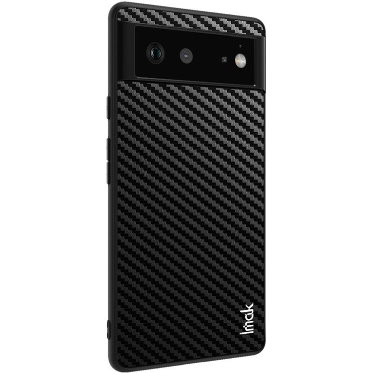 IMAK LX-5 Series Well-protected PU Leather Coated Soft TPU Frame Hard PC Protective Case with Screen Protector for Google Pixel 6 - Carbon Fiber Texture