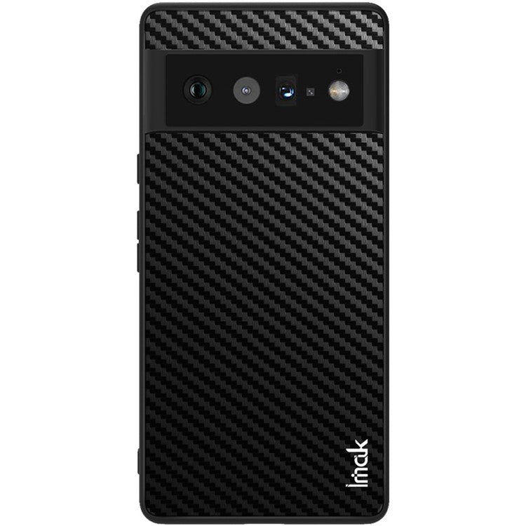 IMAK LX-5 Series PU Leather Coated Hard PC + Soft TPU Frame Hybrid Protective Case with Screen Protector for Google Pixel 6 Pro - Carbon Fiber Texture