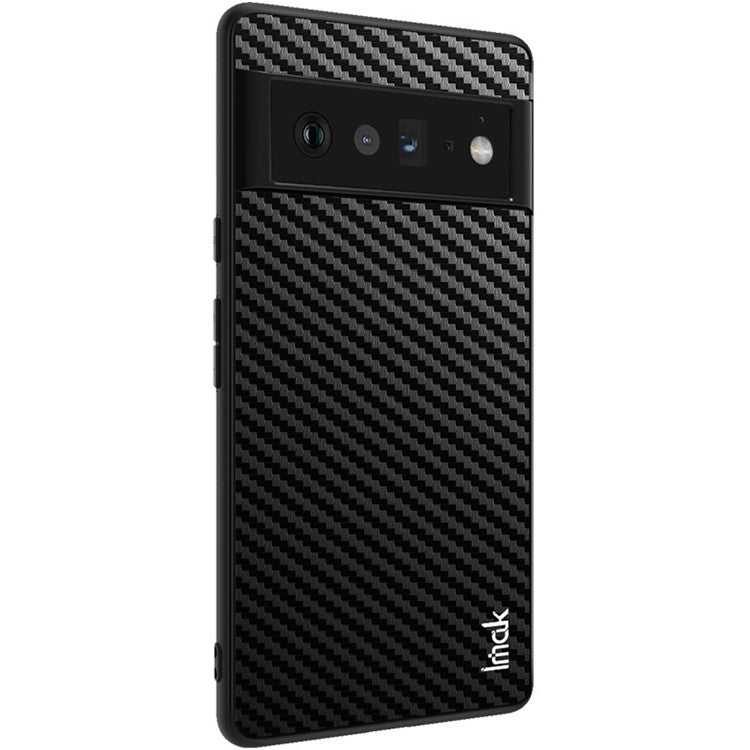 IMAK LX-5 Series PU Leather Coated Hard PC + Soft TPU Frame Hybrid Protective Case with Screen Protector for Google Pixel 6 Pro - Carbon Fiber Texture