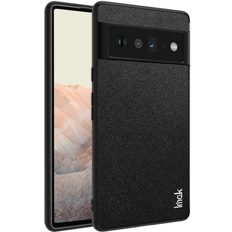 IMAK LX-5 Series PU Leather Coated Hard PC + Soft TPU Frame Hybrid Protective Case with Screen Protector for Google Pixel 6 Pro - Cross Texture