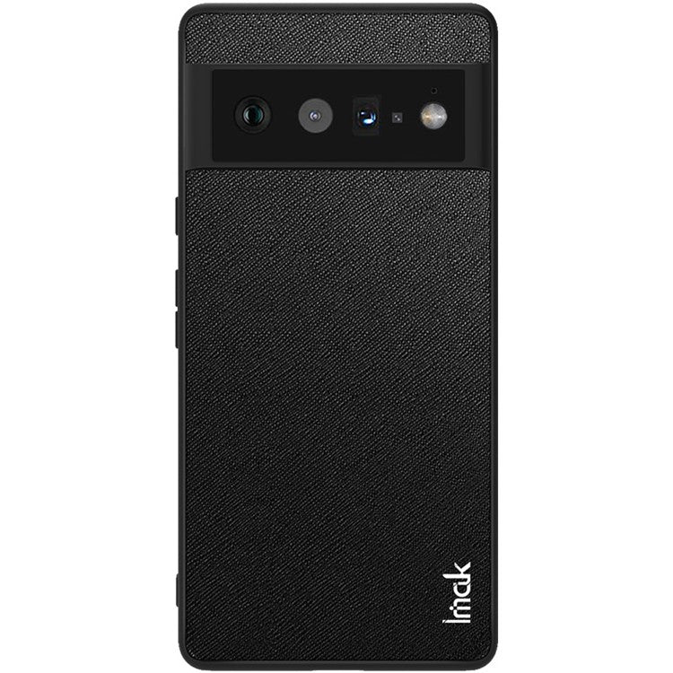 IMAK LX-5 Series PU Leather Coated Hard PC + Soft TPU Frame Hybrid Protective Case with Screen Protector for Google Pixel 6 Pro - Cross Texture