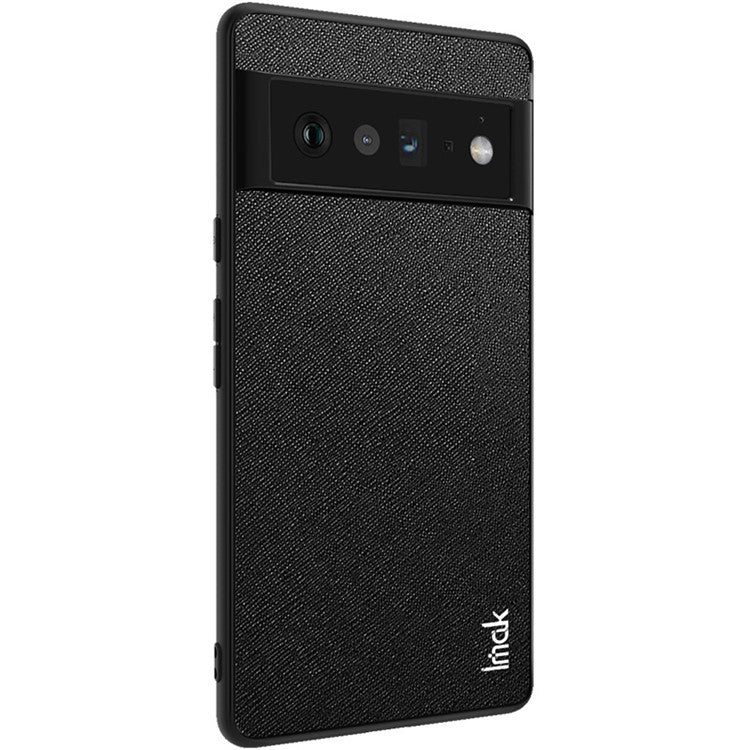 IMAK LX-5 Series PU Leather Coated Hard PC + Soft TPU Frame Hybrid Protective Case with Screen Protector for Google Pixel 6 Pro - Cross Texture