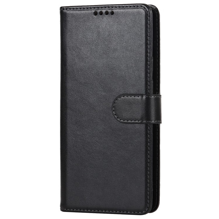 R61 Texture Felled Seam PU Leather Cover Wallet Phone Case Shell with Foldable Stand for Google Pixel 6 Pro - Black