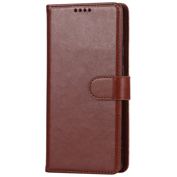 R61 Texture Felled Seam PU Leather Cover Wallet Phone Case Shell with Foldable Stand for Google Pixel 6 Pro - Brown