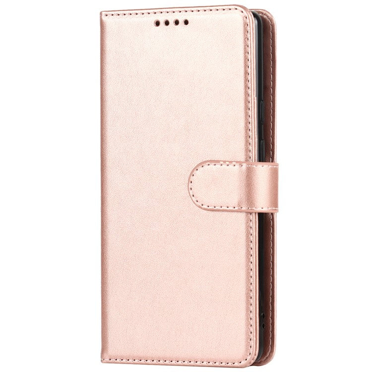 R61 Texture Felled Seam PU Leather Cover Wallet Phone Case Shell with Foldable Stand for Google Pixel 6 Pro - Rose Gold