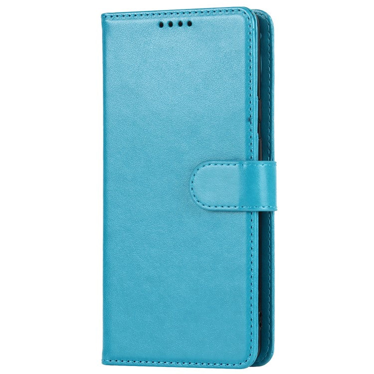 R61 Texture Felled Seam PU Leather Cover Wallet Phone Case Shell with Foldable Stand for Google Pixel 6 Pro - Blue