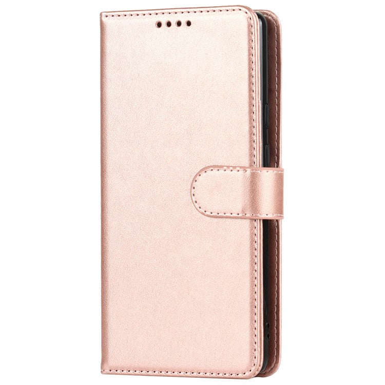 R61 Texture Felled Seam Shockproof Leather Case Wallet Stand Flip Phone Cover with Strap for Google Pixel 6 - Rose Gold