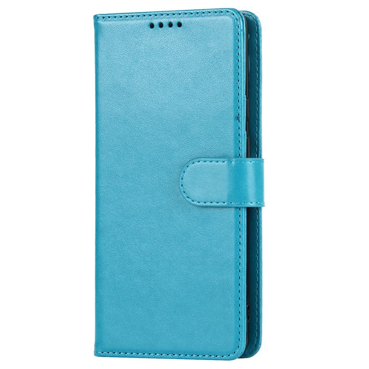 R61 Texture Felled Seam Shockproof Leather Case Wallet Stand Flip Phone Cover with Strap for Google Pixel 6 - Blue