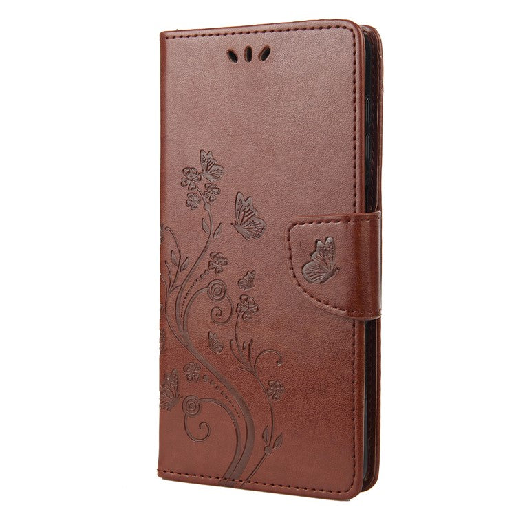 Stylish Imprint Butterflies Leather Phone Case Practical Wallet Stand Covering for Google Pixel 6a - Brown