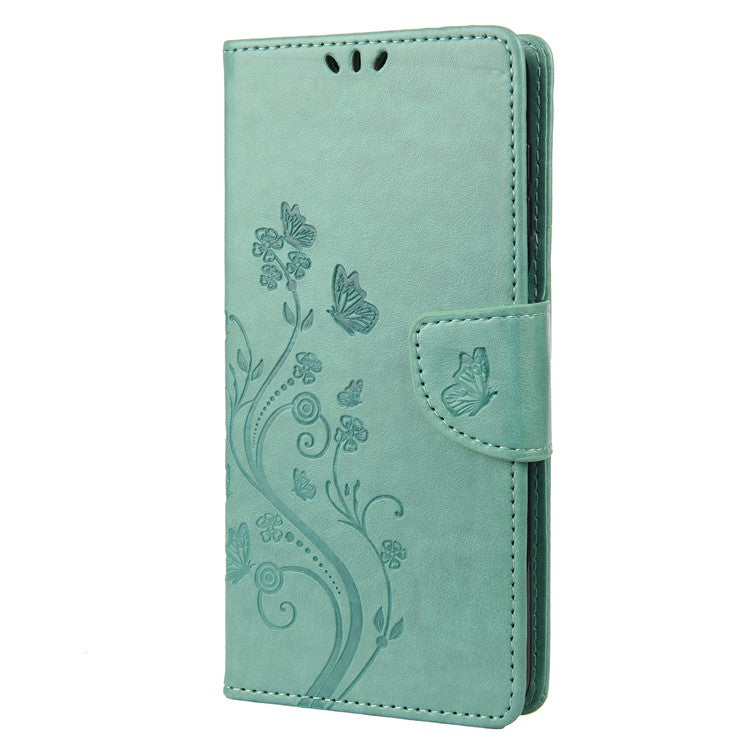 Stylish Imprint Butterflies Leather Phone Case Practical Wallet Stand Covering for Google Pixel 6a - Green