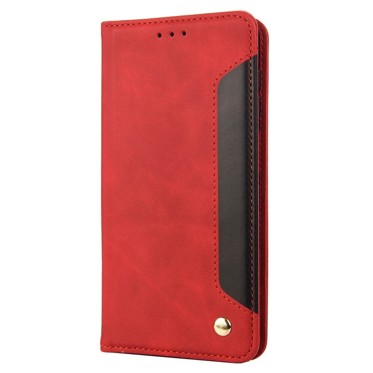 For Google Pixel 6a Wallet Function Anti-fingerprint Shockproof Phone Stand Cover Anti-dust Phone Case Splicing Leather Shell - Red