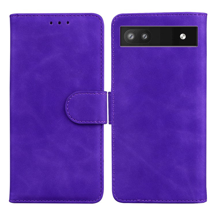 PU Leather + TPU Phone Case Magnetic Clasp Stand Wallet Protective Cover for Google Pixel 6a - Purple