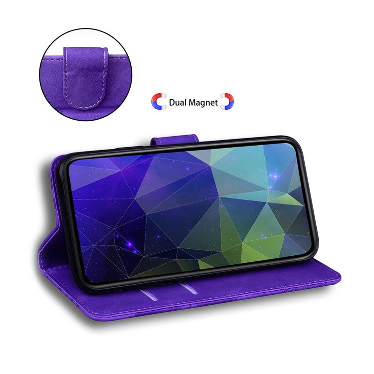 PU Leather + TPU Phone Case Magnetic Clasp Stand Wallet Protective Cover for Google Pixel 6a - Purple