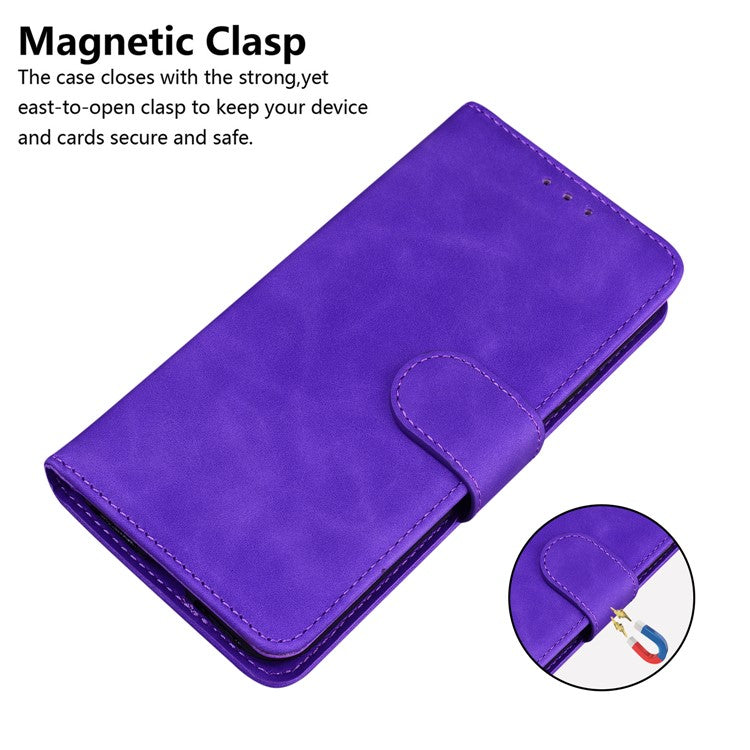 PU Leather + TPU Phone Case Magnetic Clasp Stand Wallet Protective Cover for Google Pixel 6a - Purple