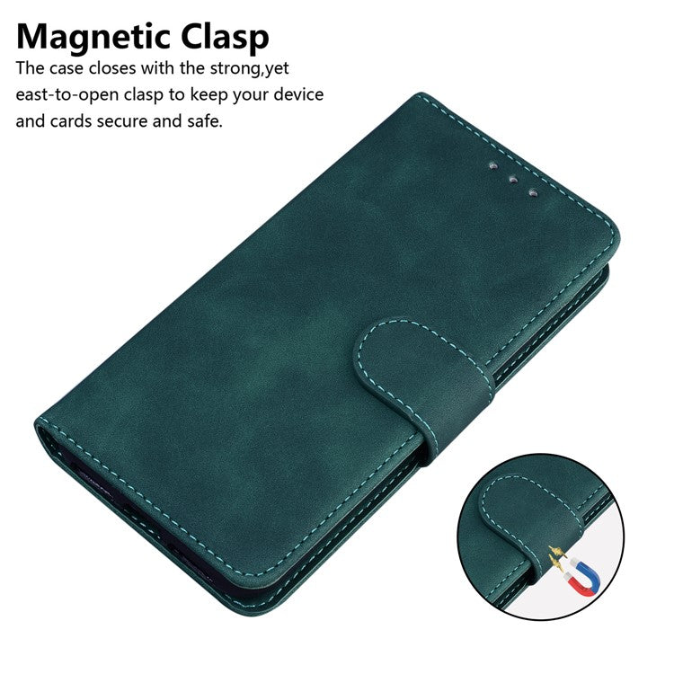 PU Leather + TPU Phone Case Magnetic Clasp Stand Wallet Protective Cover for Google Pixel 6a - Green