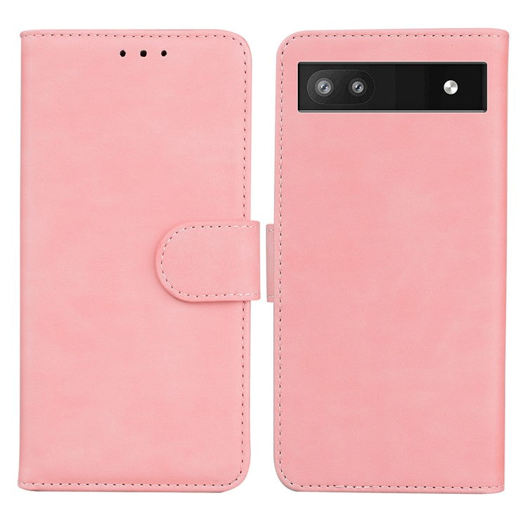 PU Leather + TPU Phone Case Magnetic Clasp Stand Wallet Protective Cover for Google Pixel 6a - Pink