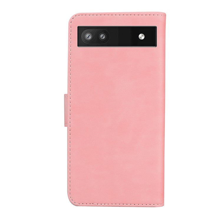 PU Leather + TPU Phone Case Magnetic Clasp Stand Wallet Protective Cover for Google Pixel 6a - Pink