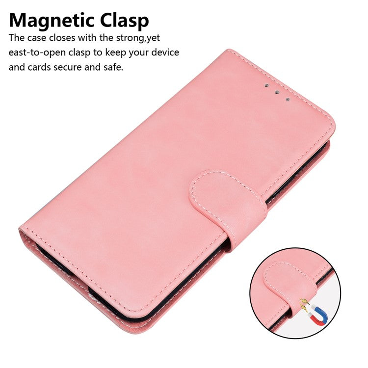 PU Leather + TPU Phone Case Magnetic Clasp Stand Wallet Protective Cover for Google Pixel 6a - Pink