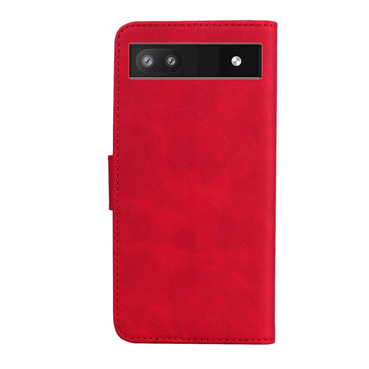 PU Leather + TPU Phone Case Magnetic Clasp Stand Wallet Protective Cover for Google Pixel 6a - Red