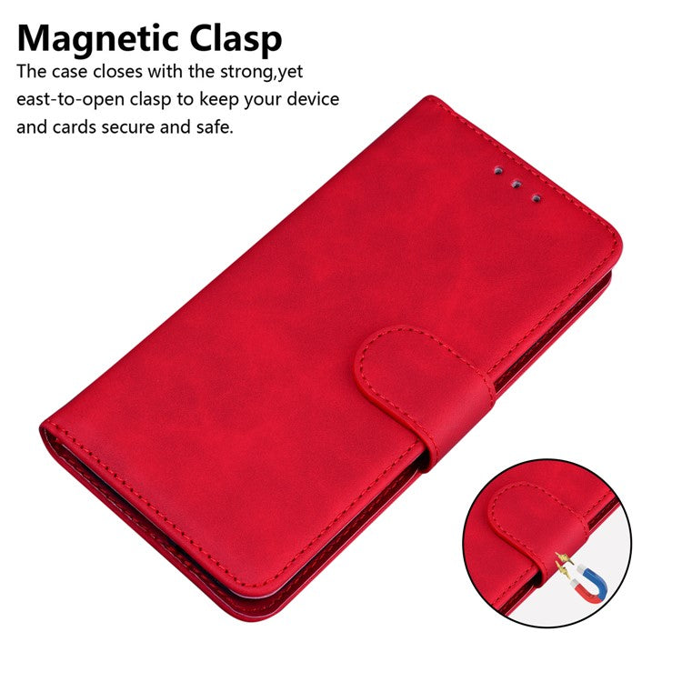 PU Leather + TPU Phone Case Magnetic Clasp Stand Wallet Protective Cover for Google Pixel 6a - Red