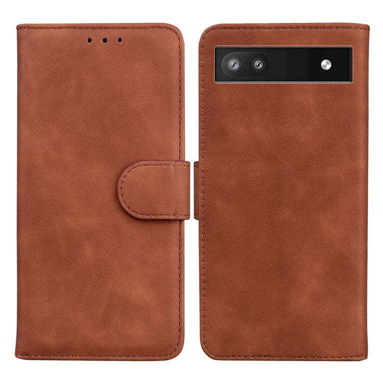 PU Leather + TPU Phone Case Magnetic Clasp Stand Wallet Protective Cover for Google Pixel 6a - Brown