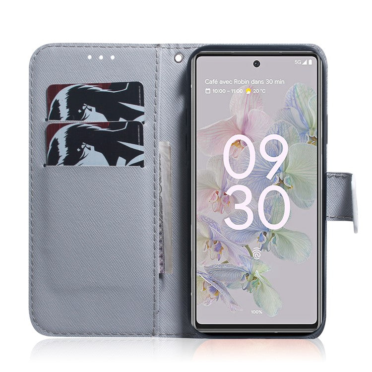 PU Leather + TPU Double Protection Fashionable Pattern Printing Wallet Stand Phone Case for Google Pixel 6a - Apricot Flowers