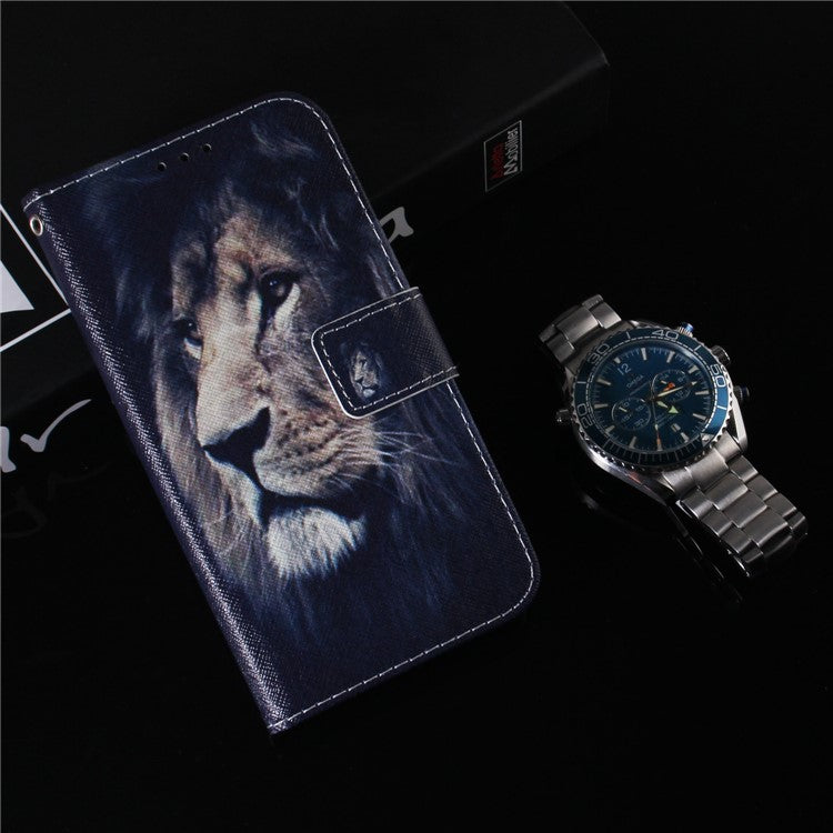 PU Leather + TPU Double Protection Fashionable Pattern Printing Wallet Stand Phone Case for Google Pixel 6a - Lion